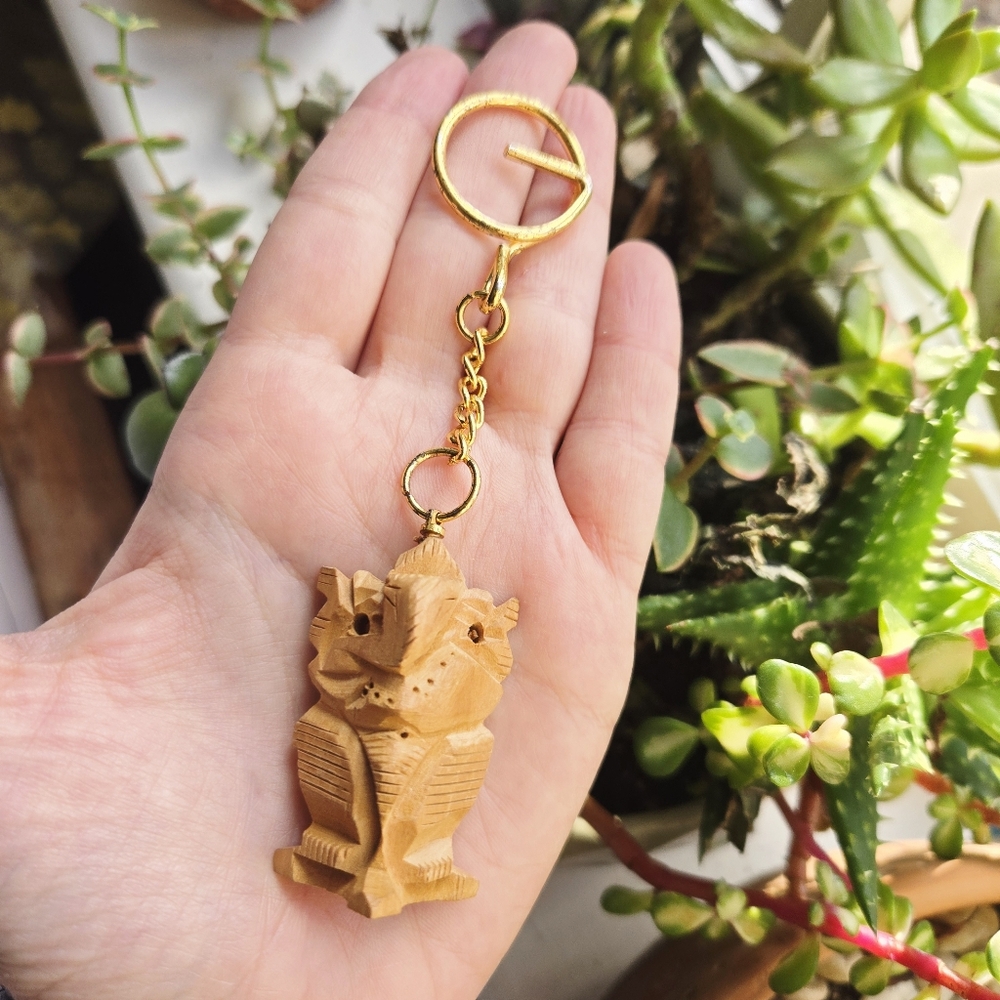 Vintage Ganesh Tribal Wooden Handcarved Keychain - Picture 2 of 8